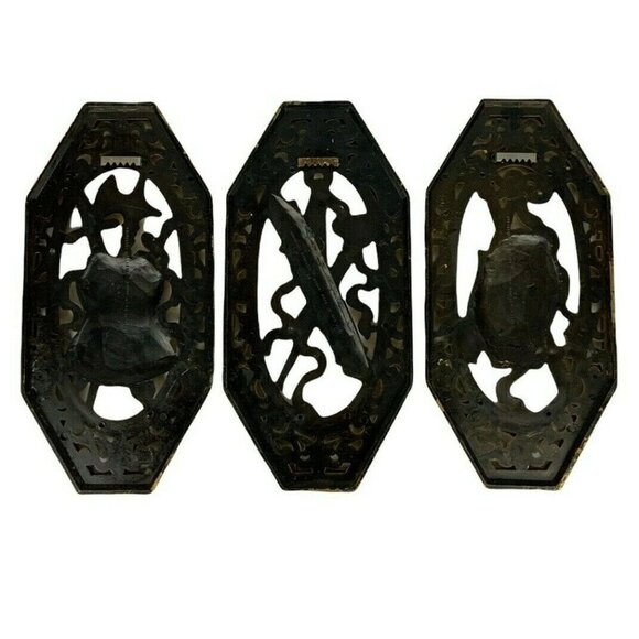 Homco Set Of 3 Vintage Gold Wall Hangings With Armor Sword & Shield Design 1974 - Picture 2 of 8